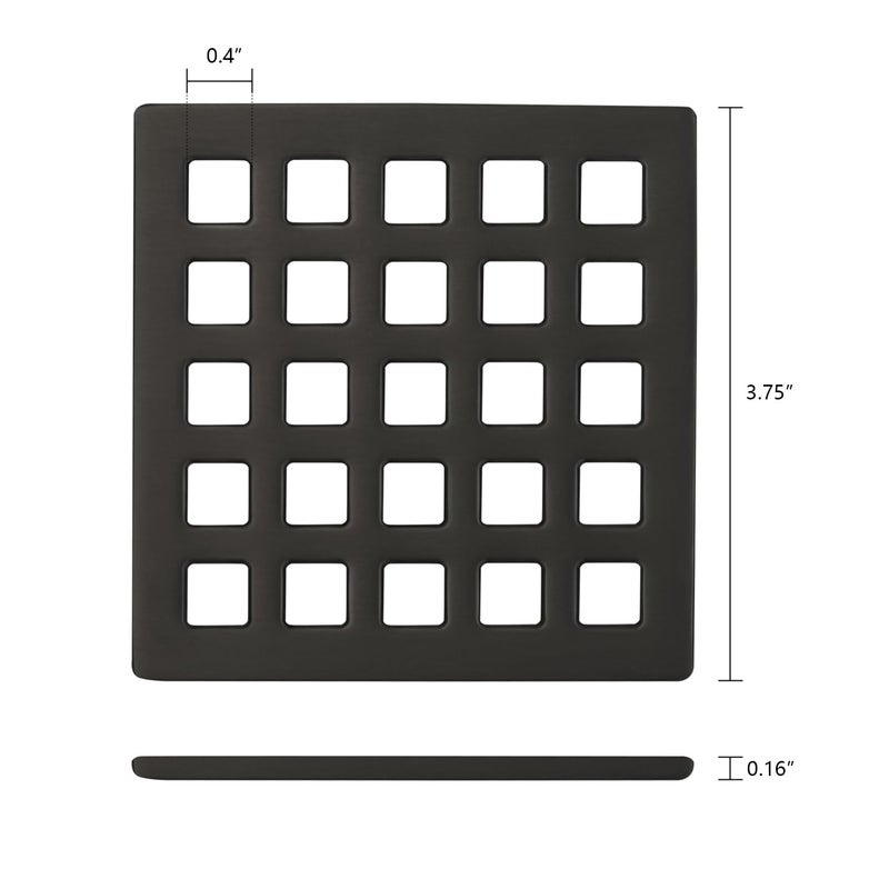 Uni-Green 3-3/4 inch Square Shower Drain Grate - 3.75" Matte Black Shower Floor Drain Cover Replacement - SUS304 Stainless Steel Hair Catcher/Drain Strainer for Bathrooms, Showers - Image 4